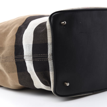Burberry Canvas Mega Check Medium Ashby Hobo Black 7 of 12