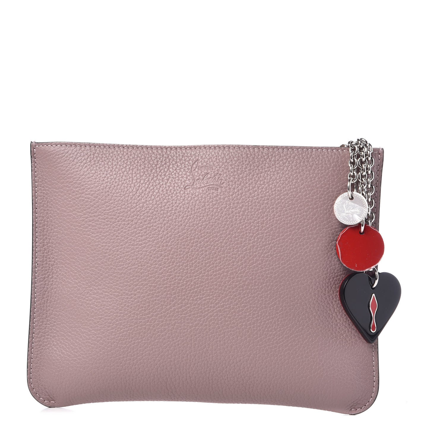 Calfskin Empire Loubicute Charms Clutch Antic Black