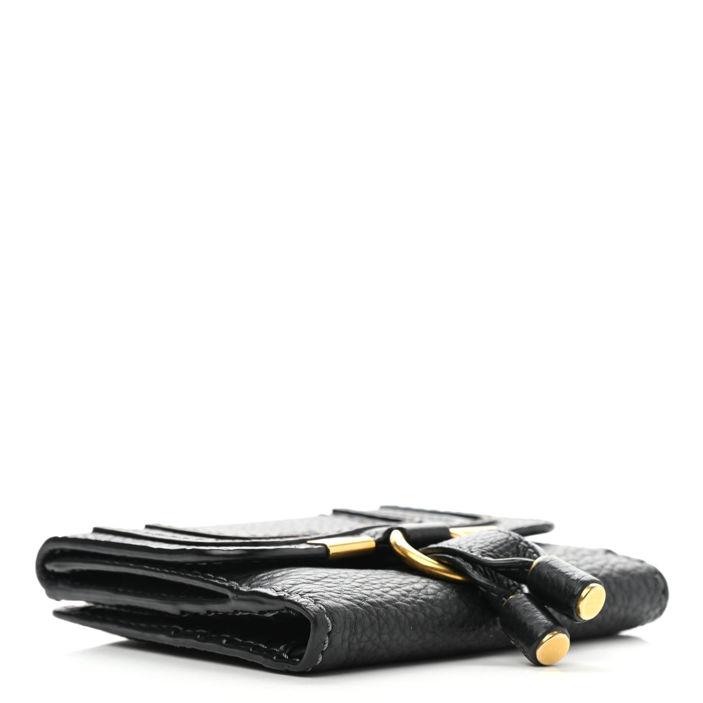 Grained Calfskin Marcie Square Wallet Black