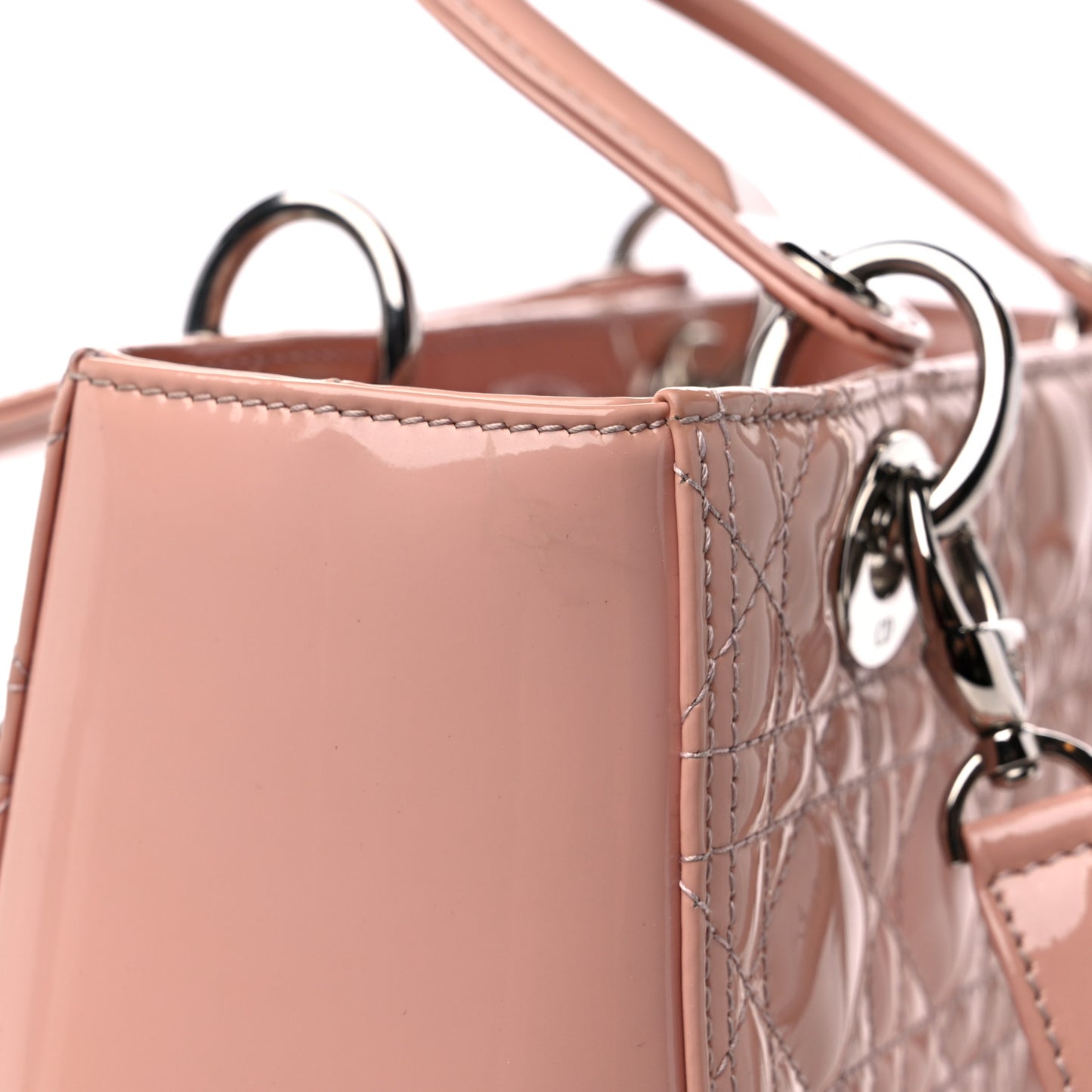 Patent Cannage Medium Lady Dior Rose Clair