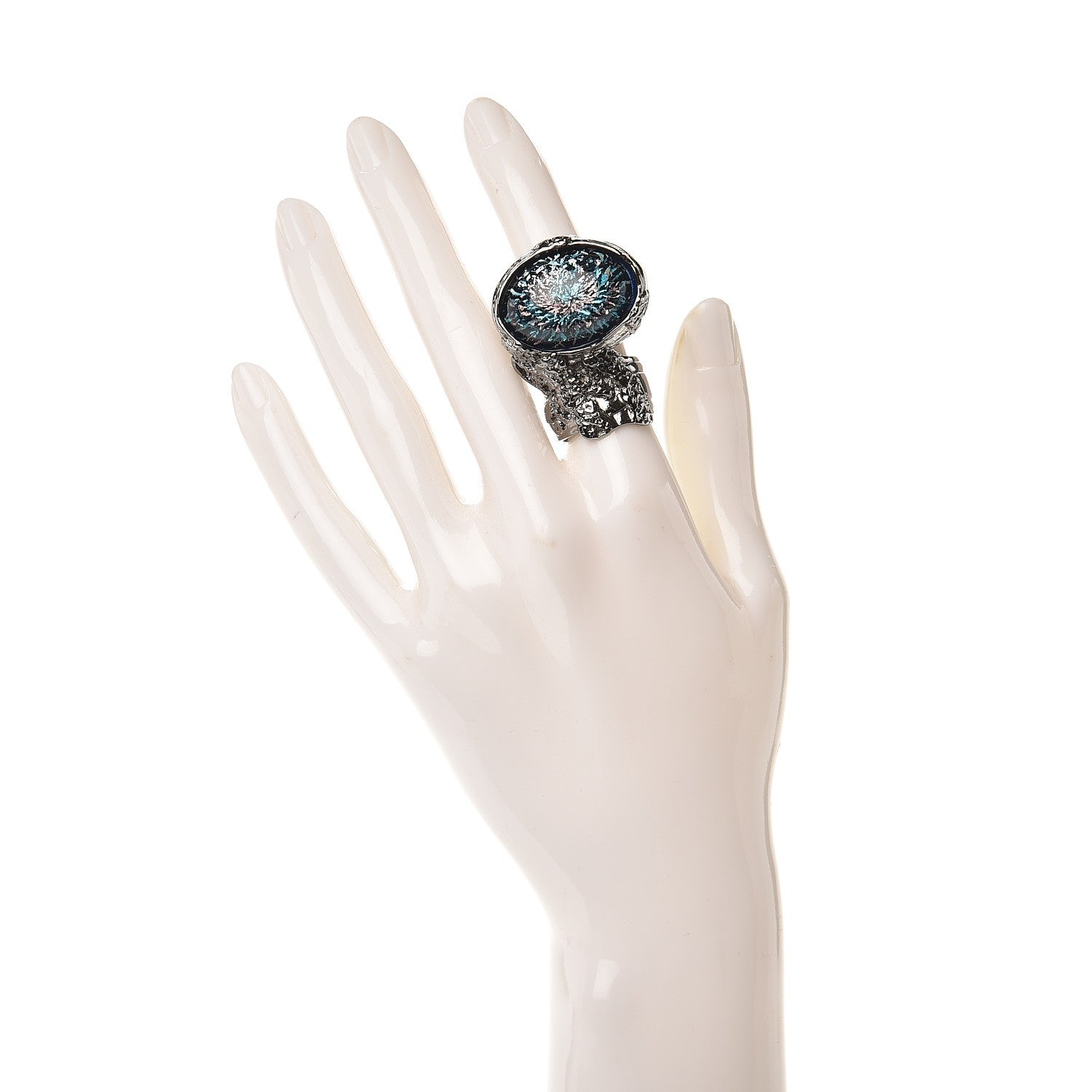 Saint Laurent Glass Cabochon Arty Ovale Ring 6 Black Cipria 2 of 4