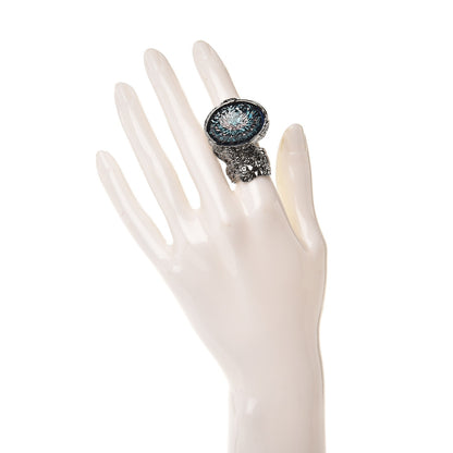 Saint Laurent Glass Cabochon Arty Ovale Ring 6 Black Cipria 2 of 4
