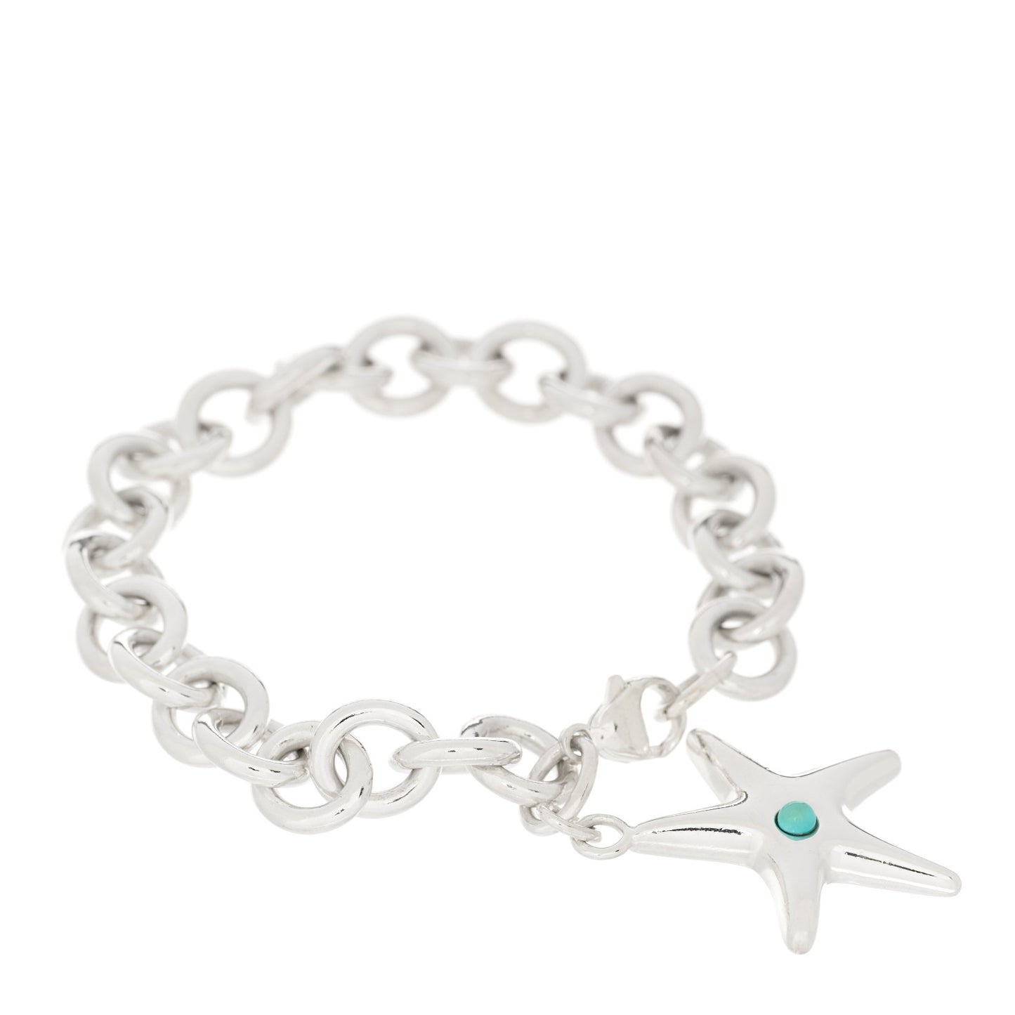Sterling Silver Turquoise Starfish Charm Bracelet