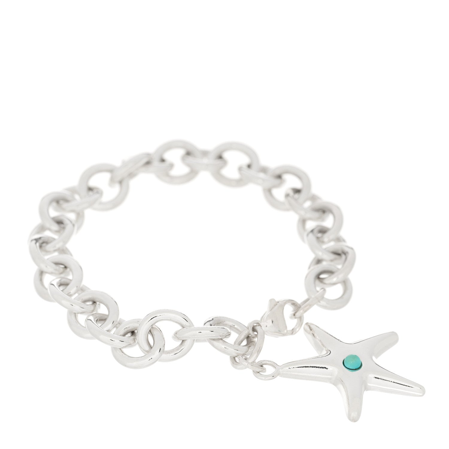 Tiffany Sterling Silver Turquoise Starfish Charm Bracelet 1 of 4