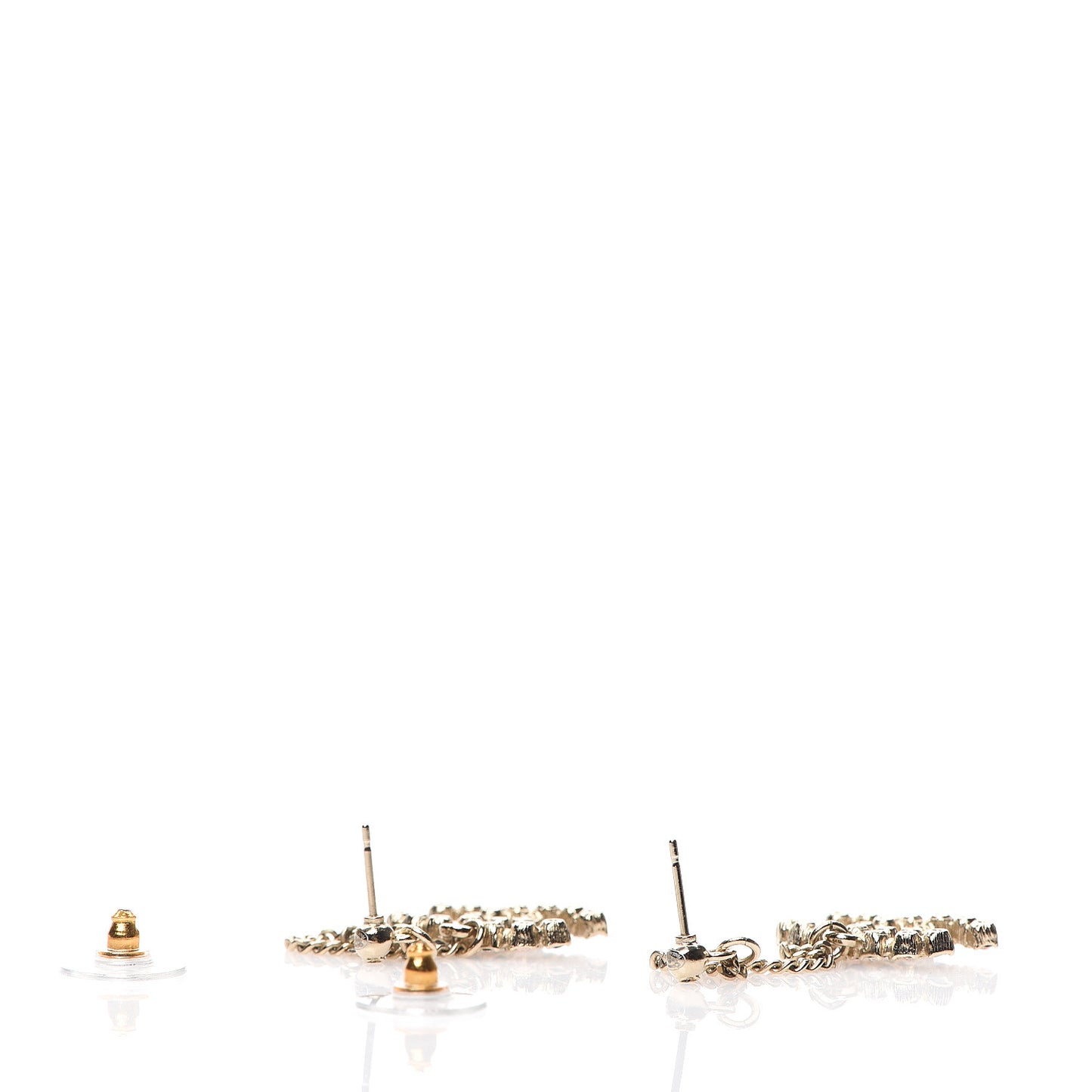 Crystal CC Drop Earrings Pink Grey Gold