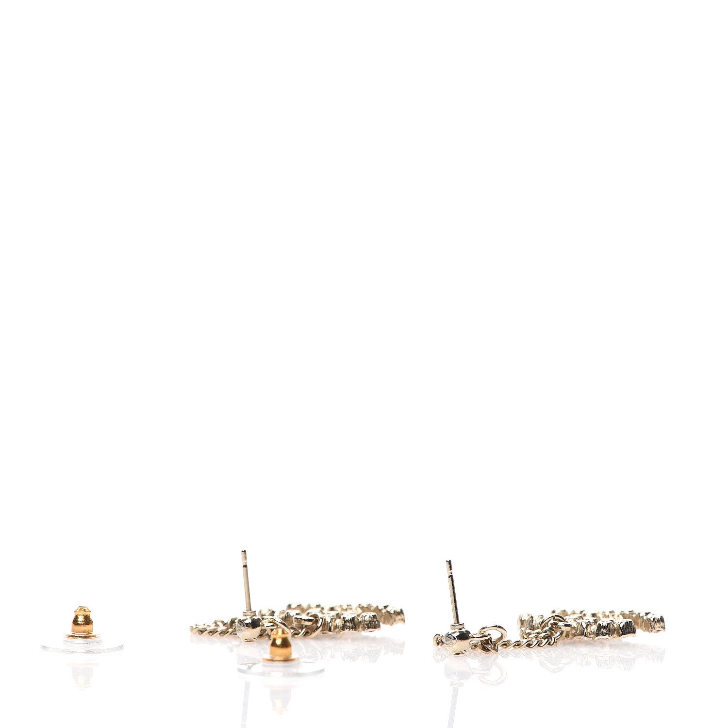 Chanel Crystal CC Drop Earrings Pink Grey Gold 3 of 5