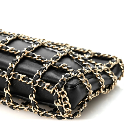 Chanel Lambskin Chain Frame Shoulder Bag Black 10 of 10