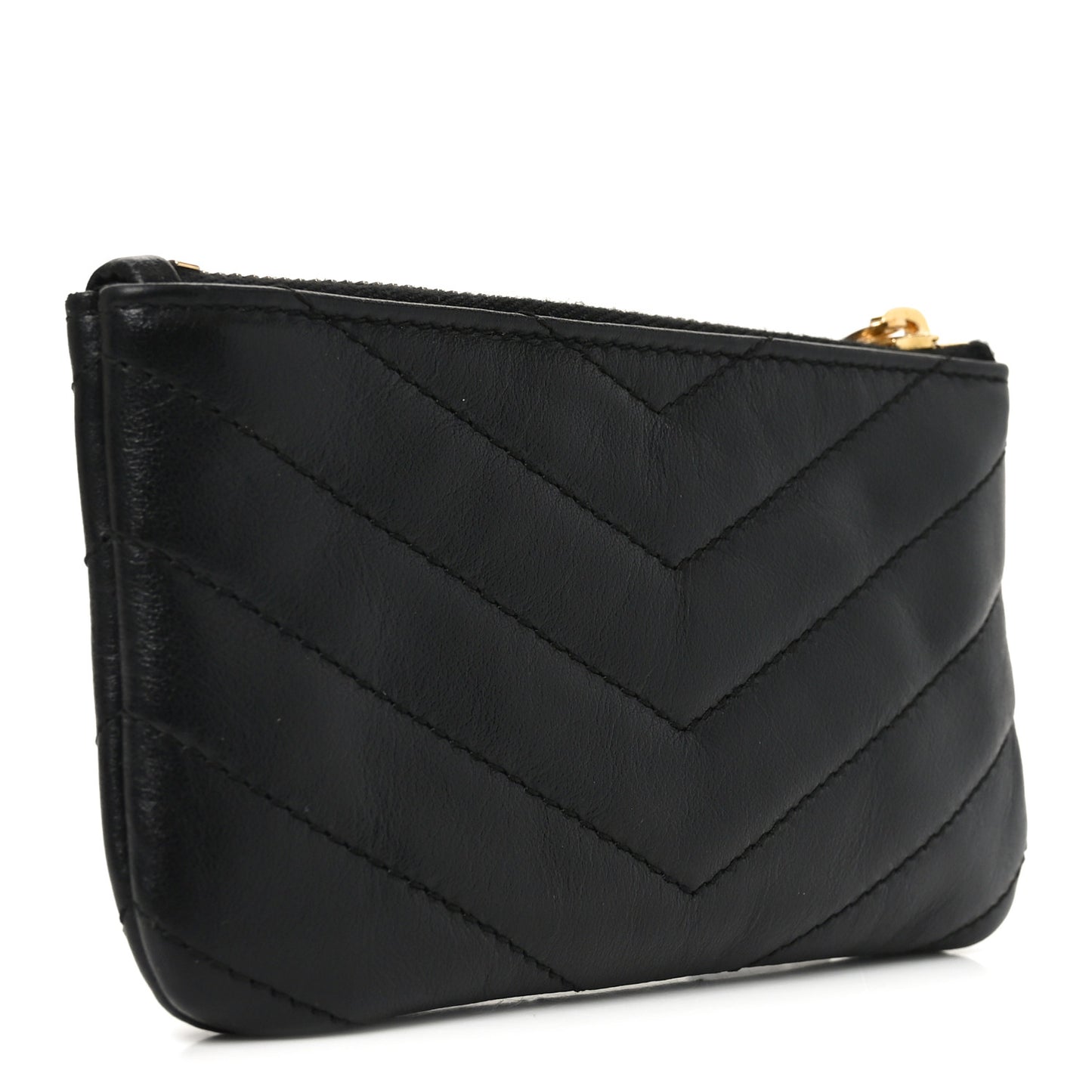 Calfskin Matelasse Monogram Key Pouch Black