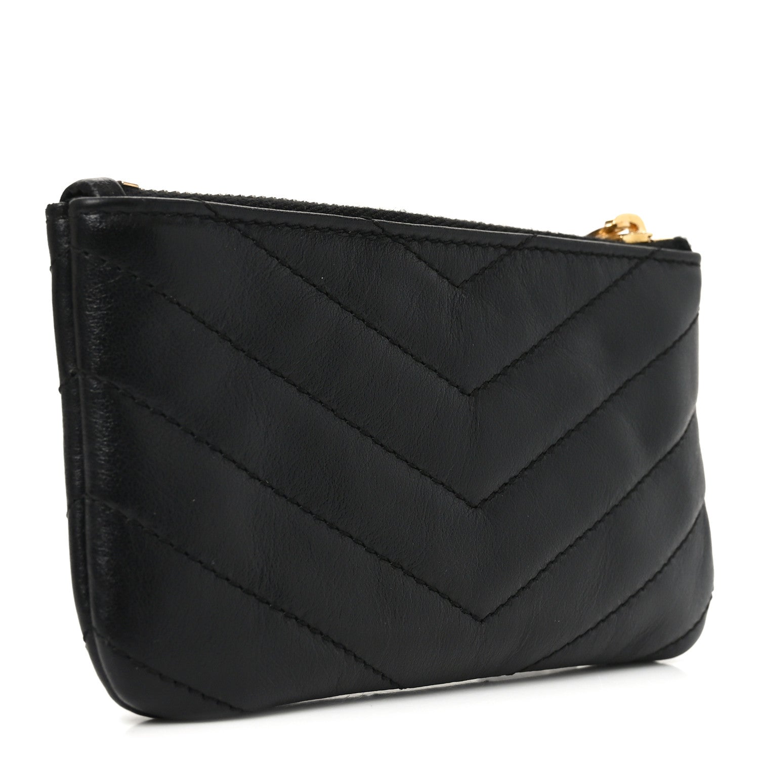 Saint Laurent Calfskin Matelasse Monogram Key Pouch Black 3 of 8