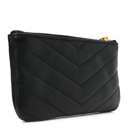 Saint Laurent Calfskin Matelasse Monogram Key Pouch Black 3 of 8