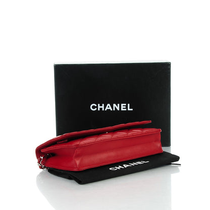 Chanel Lambskin Quilted Wallet On Chain WOC Red 4 of 8
