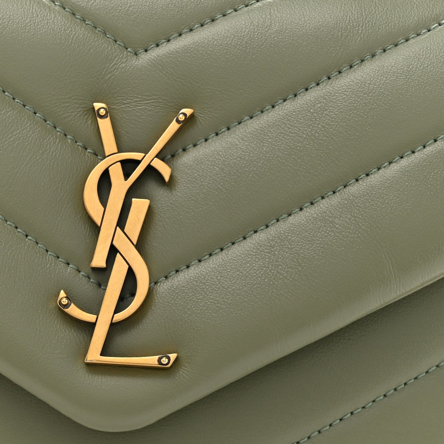 Calfskin Y Quilted Monogram Small Loulou Chain Satchel Light Sage
