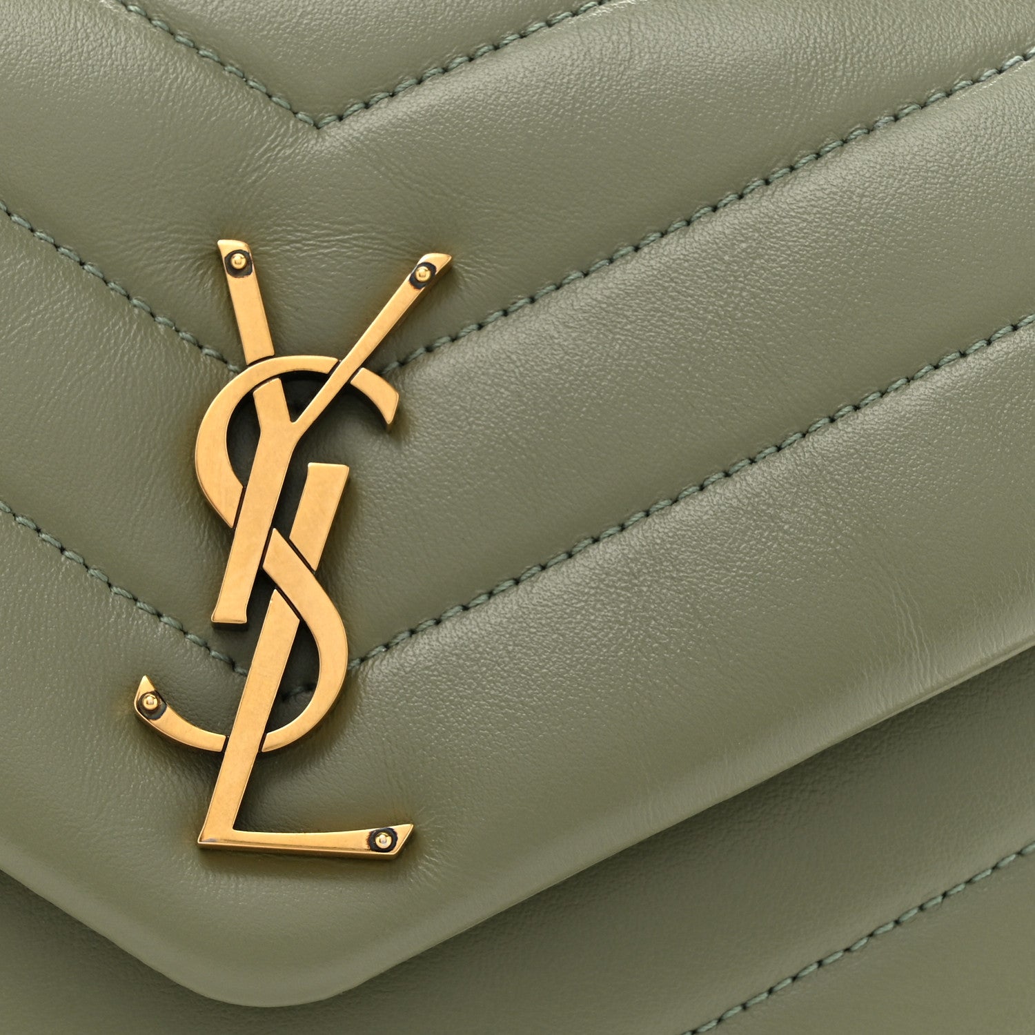 Saint Laurent Calfskin Y Quilted Monogram Small Loulou Chain Satchel Light Sage 8 of 10