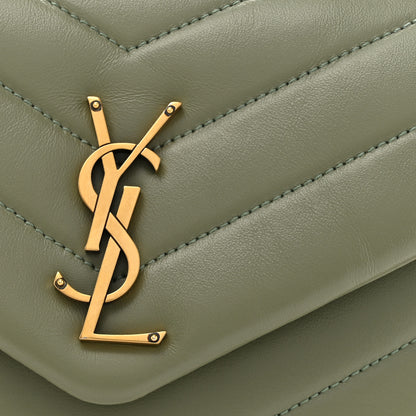 Saint Laurent Calfskin Y Quilted Monogram Small Loulou Chain Satchel Light Sage 8 of 10