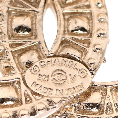Chanel Crystal Timeless CC Earrings Light Gold 4 of 4