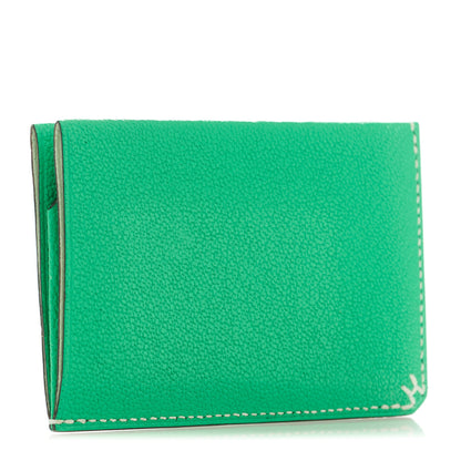 Hermes Chevre Mysore Sellier Card Holder Vert Comics Vert Fizz 3 of 12