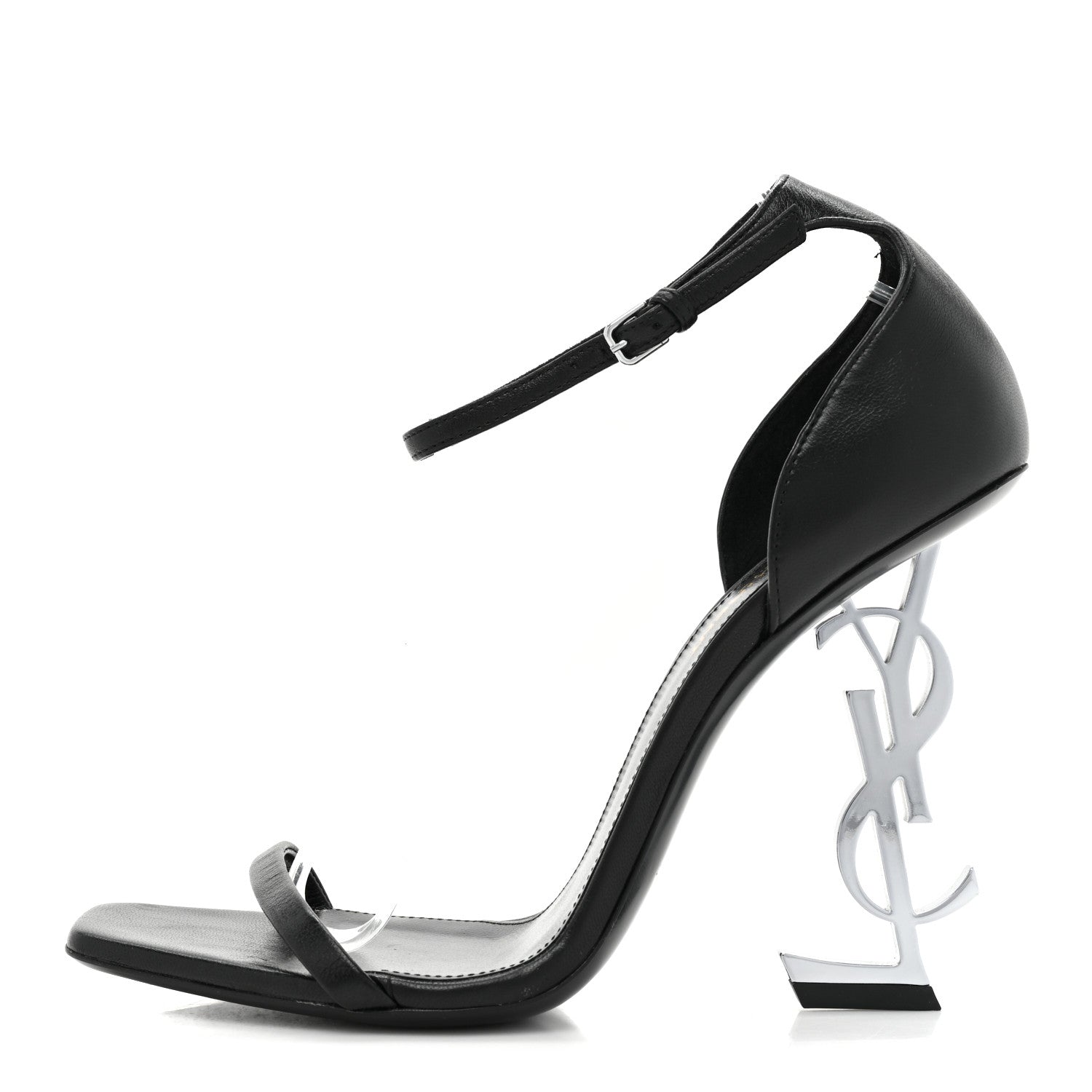 Saint Laurent Calfskin Opyum 110 Sandals 38.5 Black Silver 1 of 8