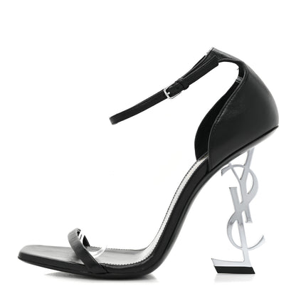 Saint Laurent Calfskin Opyum 110 Sandals 38.5 Black Silver 1 of 8