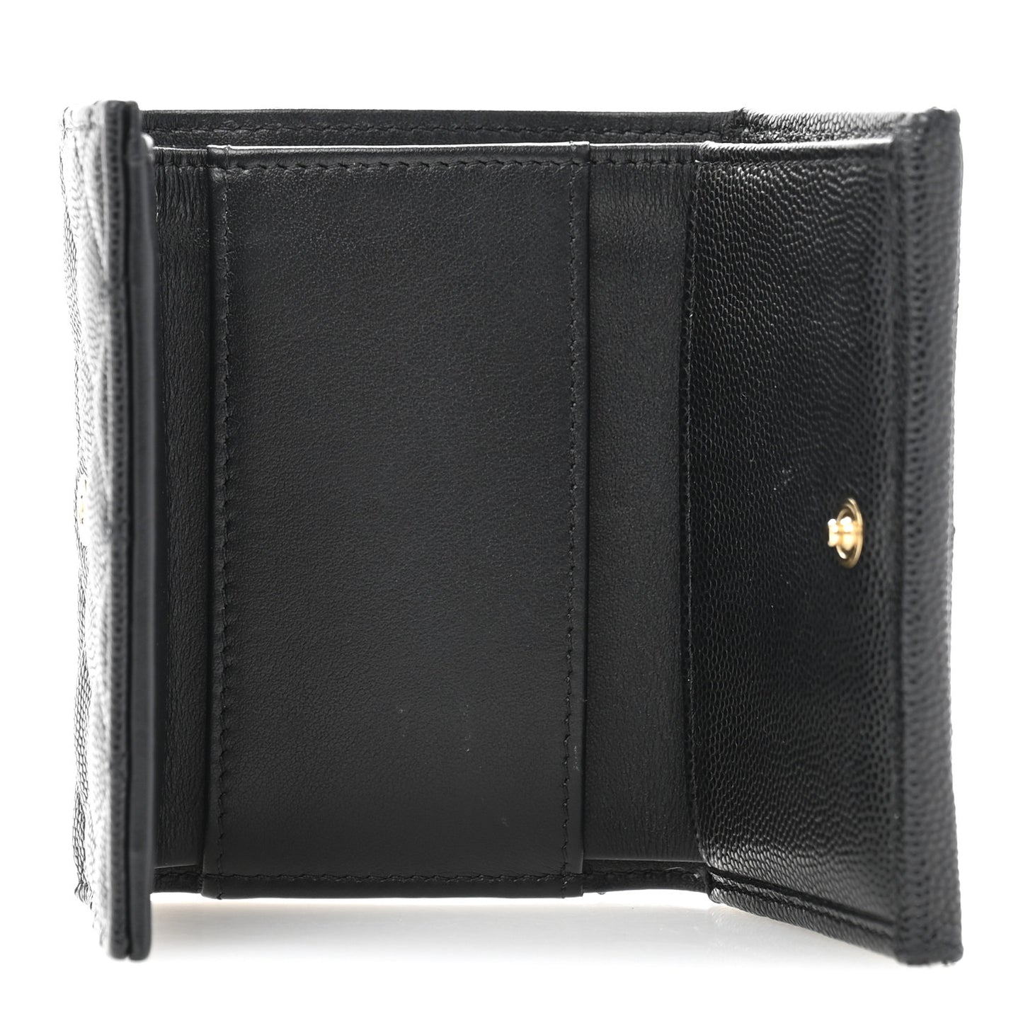 Caviar Quilted Small Textured CC Flap Wallet Black
