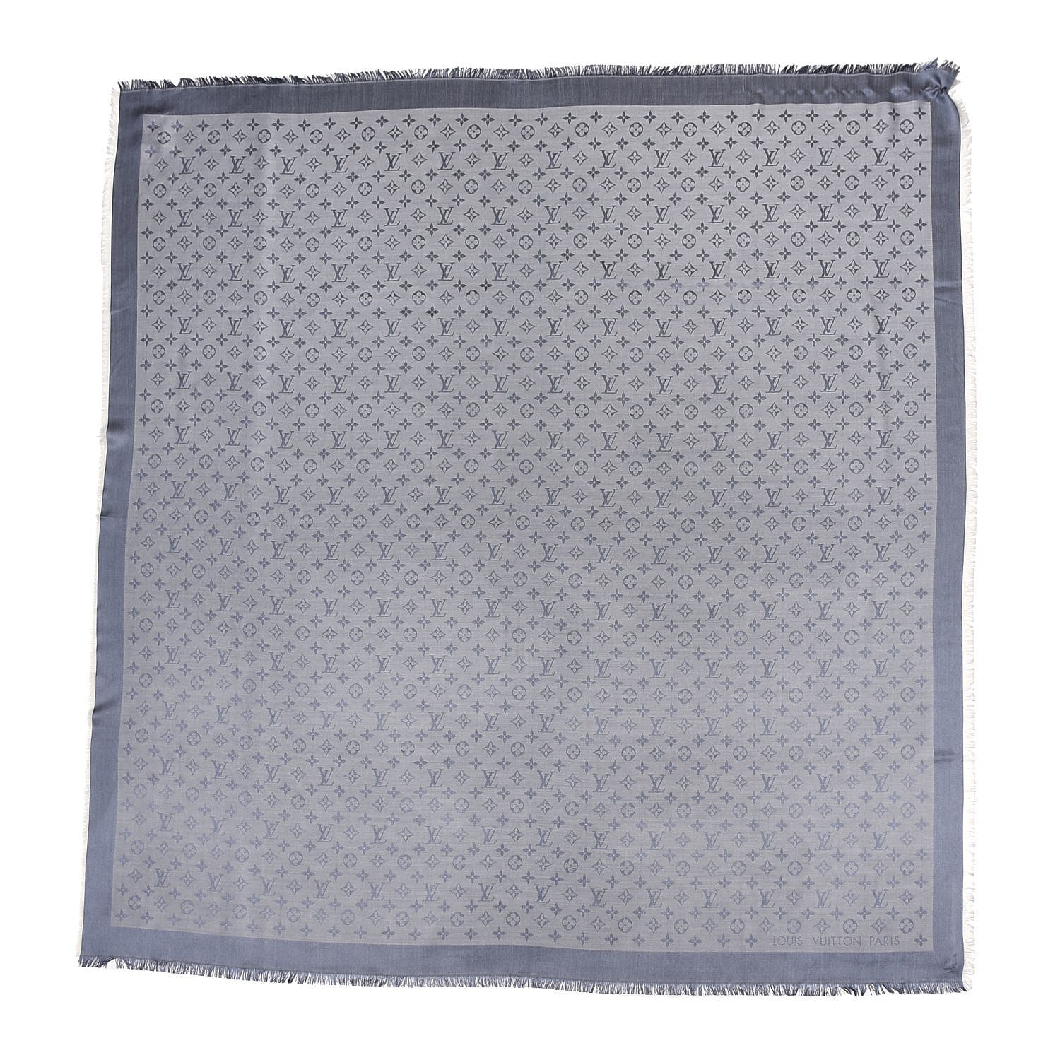 Louis Vuitton Silk Wool Monogram Denim Shawl Blue Clair 1 of 5