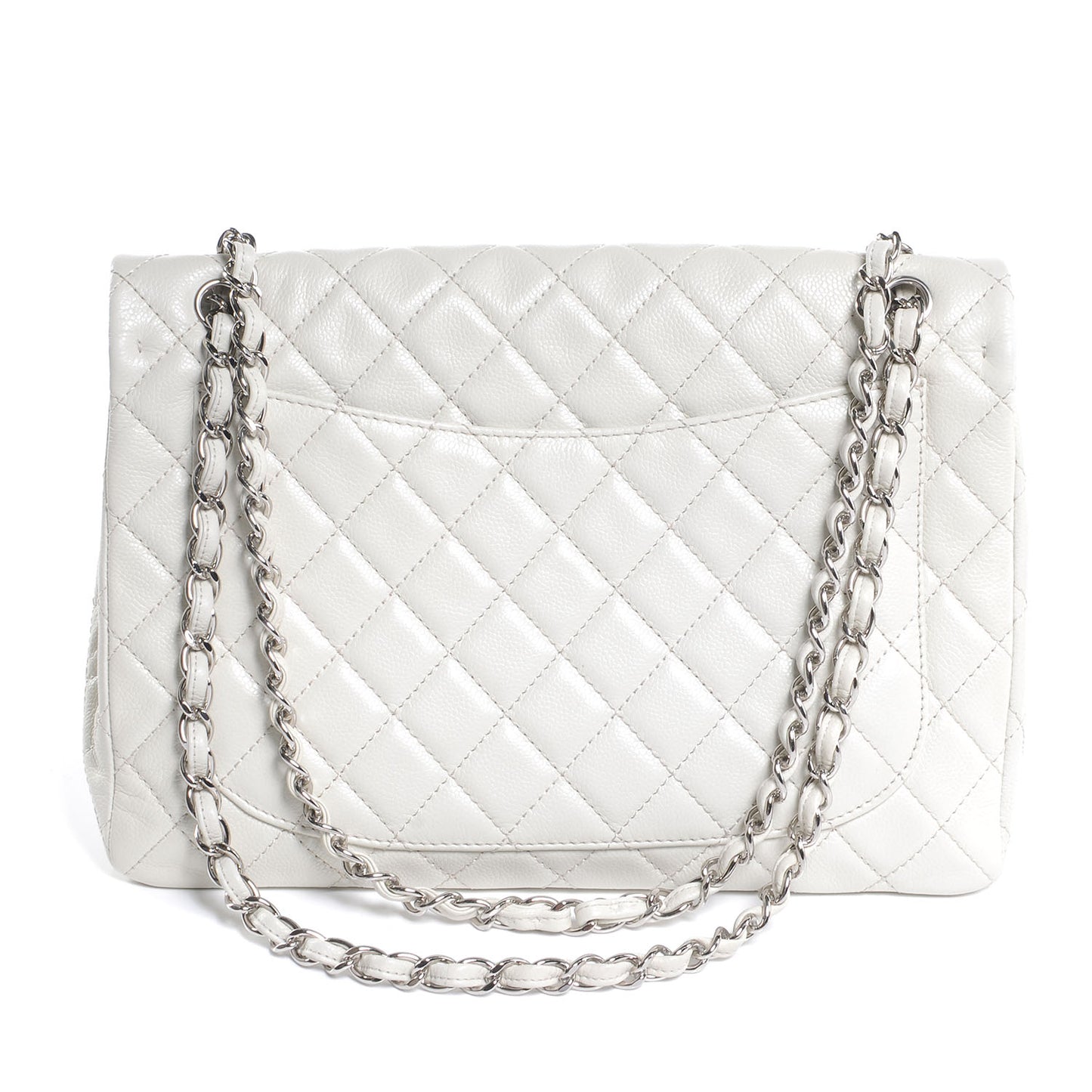 Washed Caviar Maxi Single Flap White