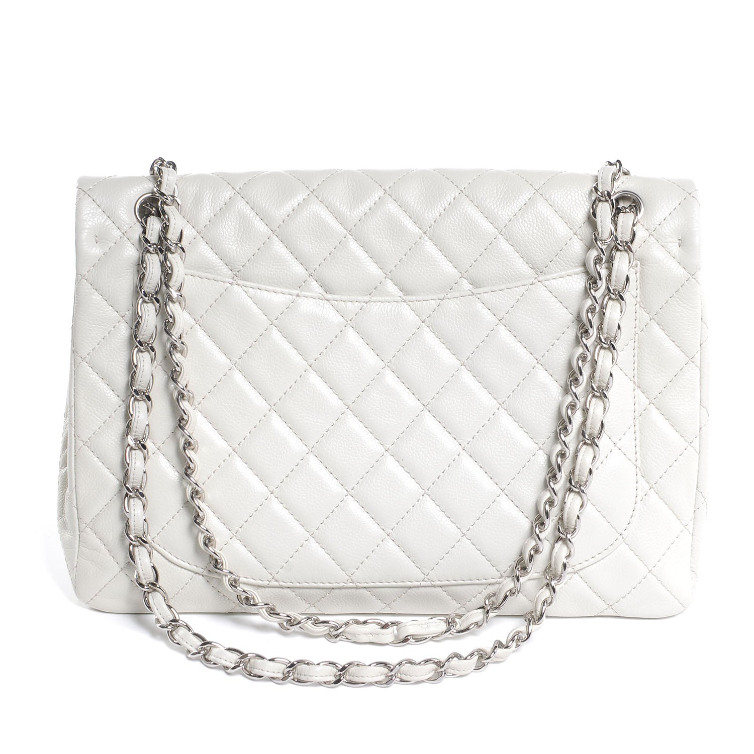 Chanel Washed Caviar Maxi Single Flap White 3 of 8