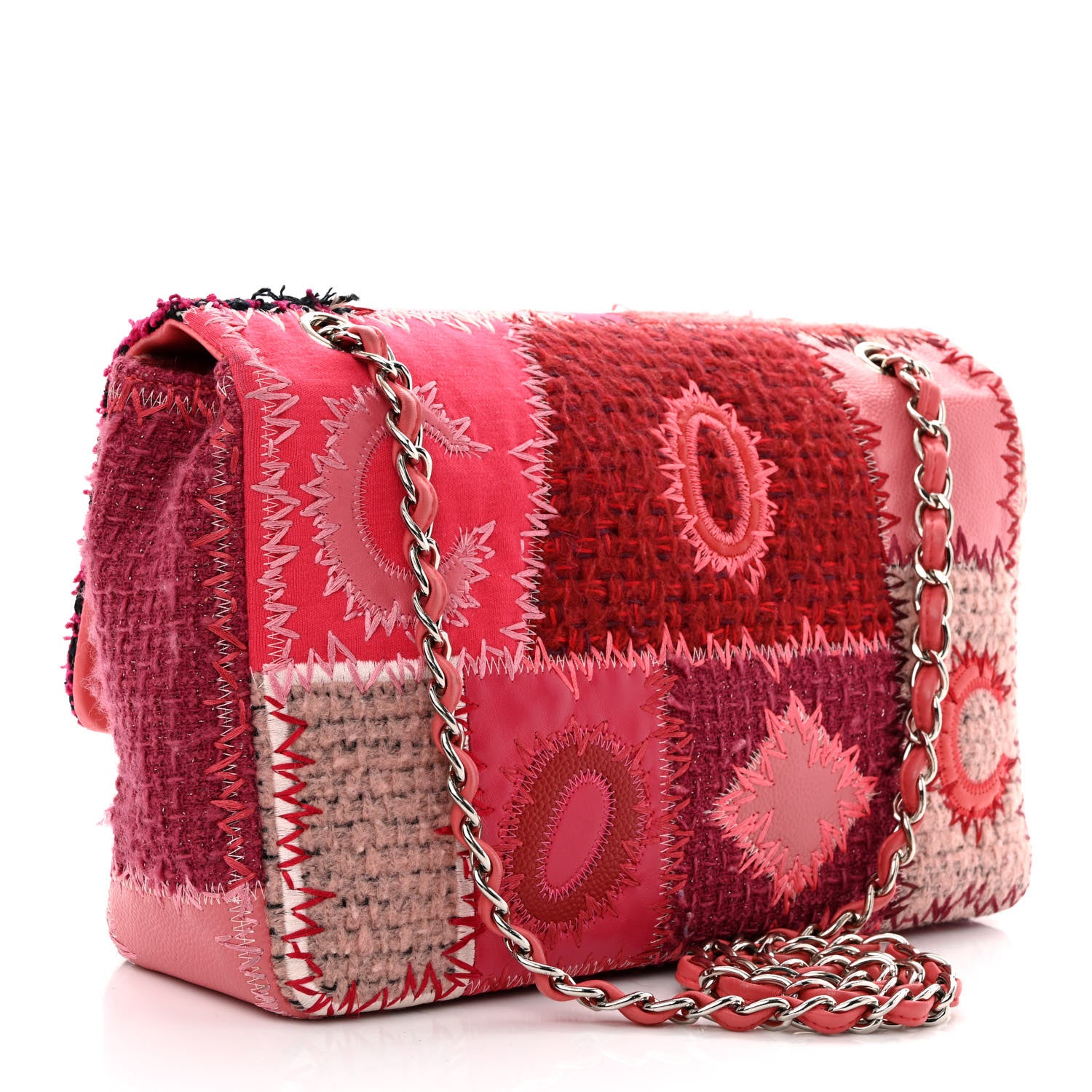 Chanel Tweed Patchwork Jumbo Single Flap Pink 3 of 13