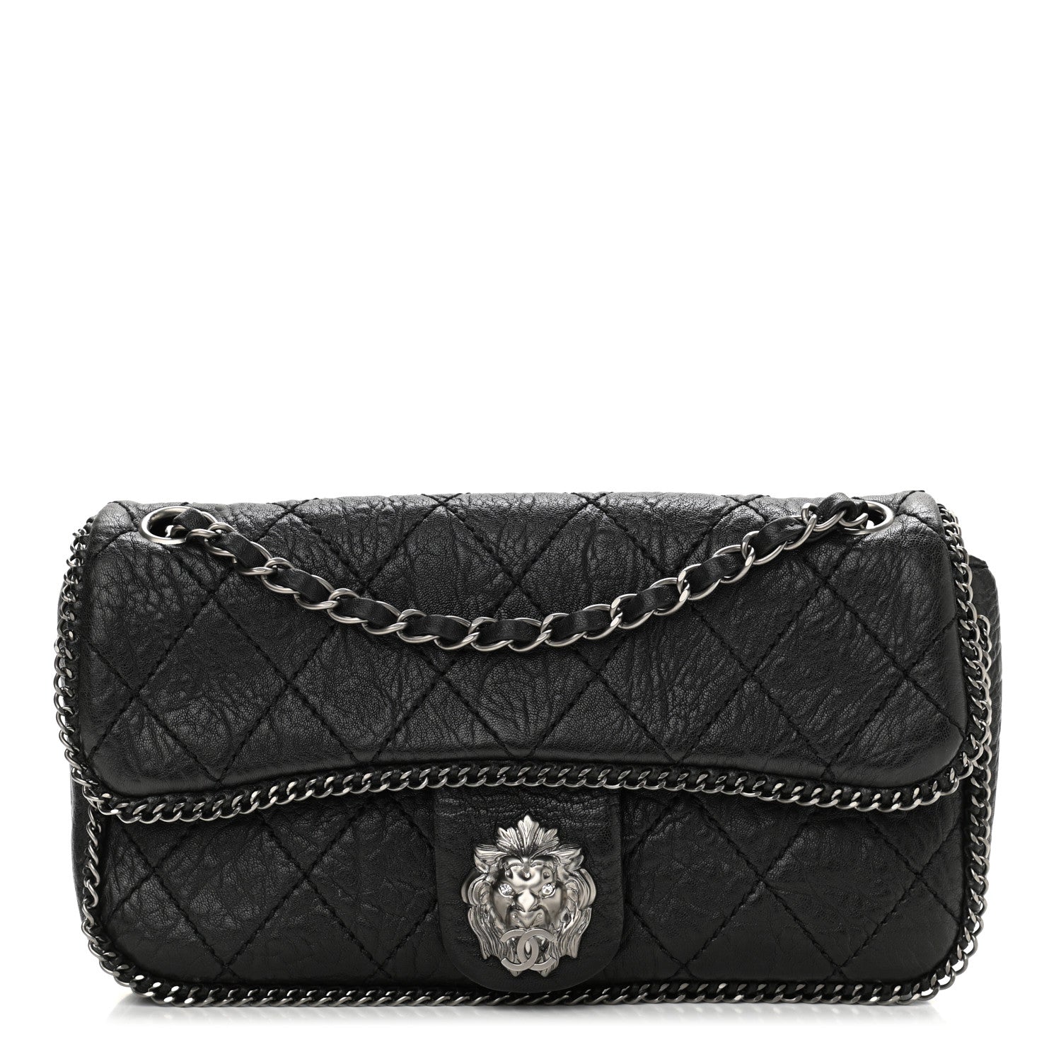 Chanel Distressed Lambskin Medium Leo Lion Flap Black 1 of 10