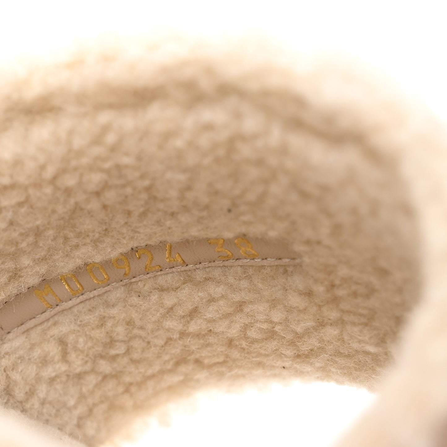 Suede Goatskin Shearling Embroidered Dway Slide Sandals 38 Cookie