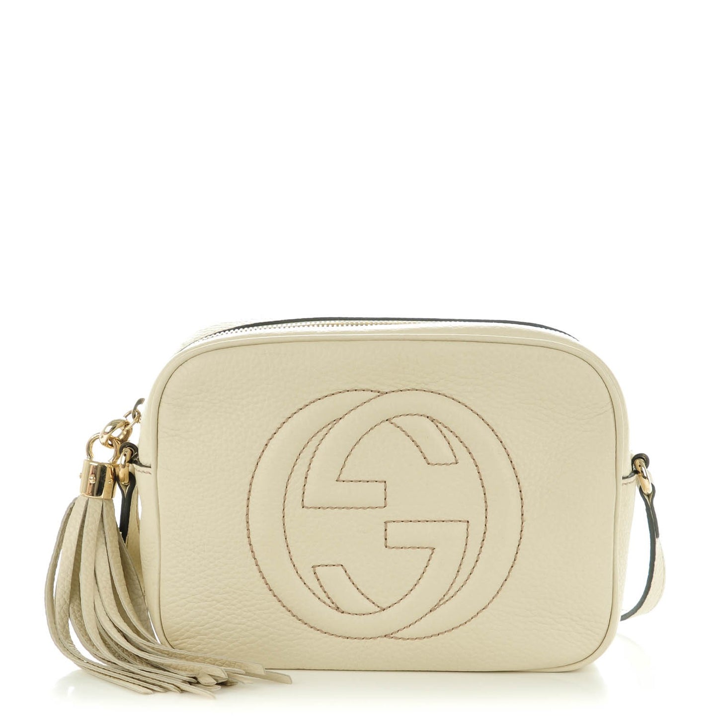 Pebbled Calfskin Small Soho Disco Bag Off White