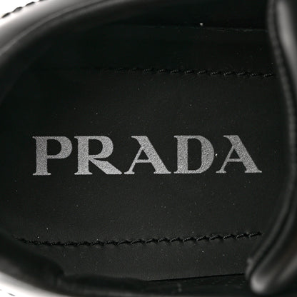 Prada Spazzolato Rois Triangle Womens Downtown Low Top 30mm Sneakers 40 Black White 7 of 9