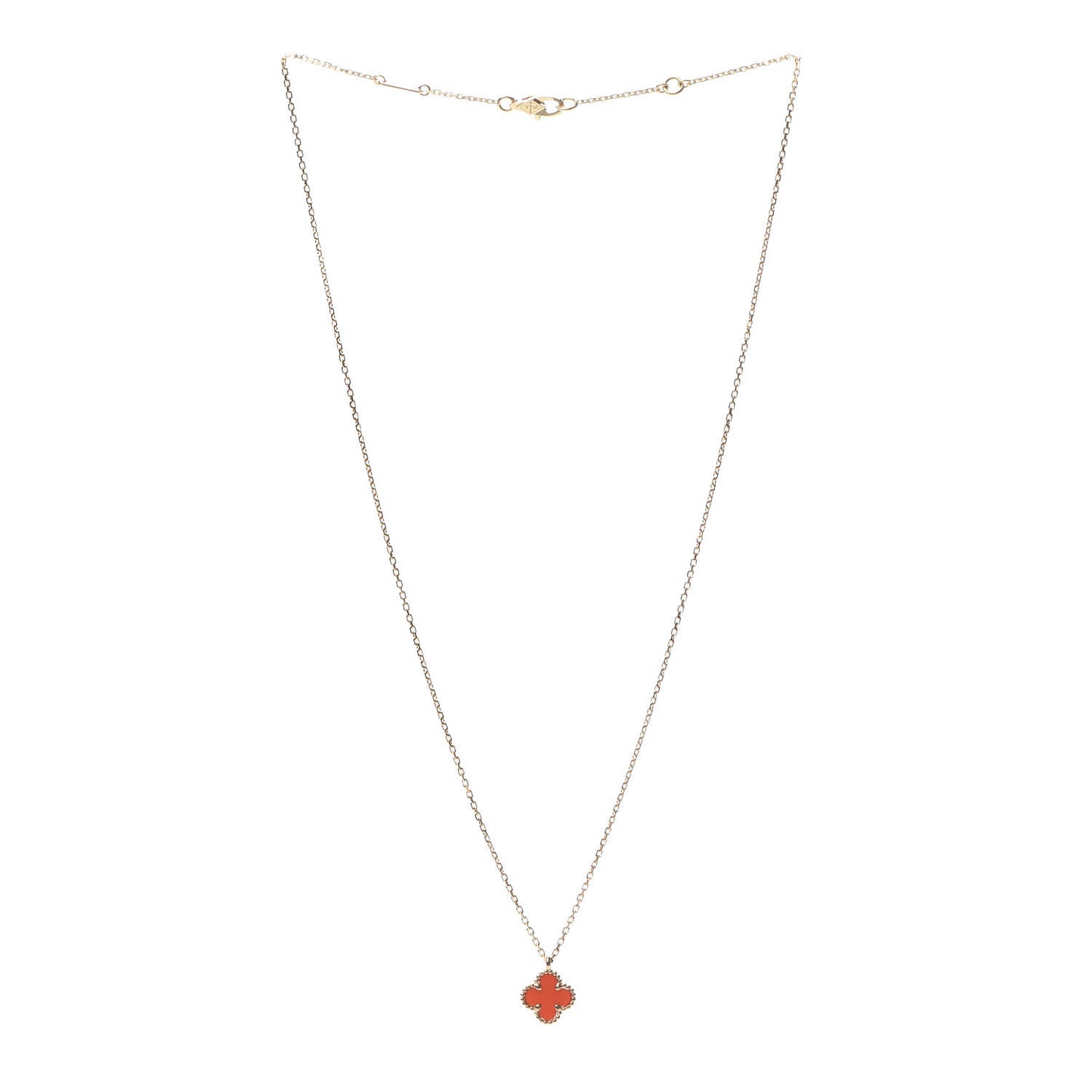 18K Rose Gold Carnelian Sweet Alhambra Pendant Necklace