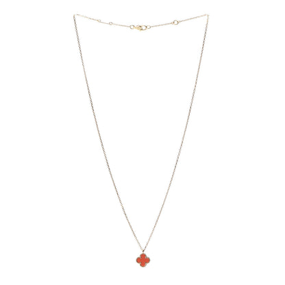 Van Cleef & Arpels 18K Rose Gold Carnelian Sweet Alhambra Pendant Necklace 3 of 7