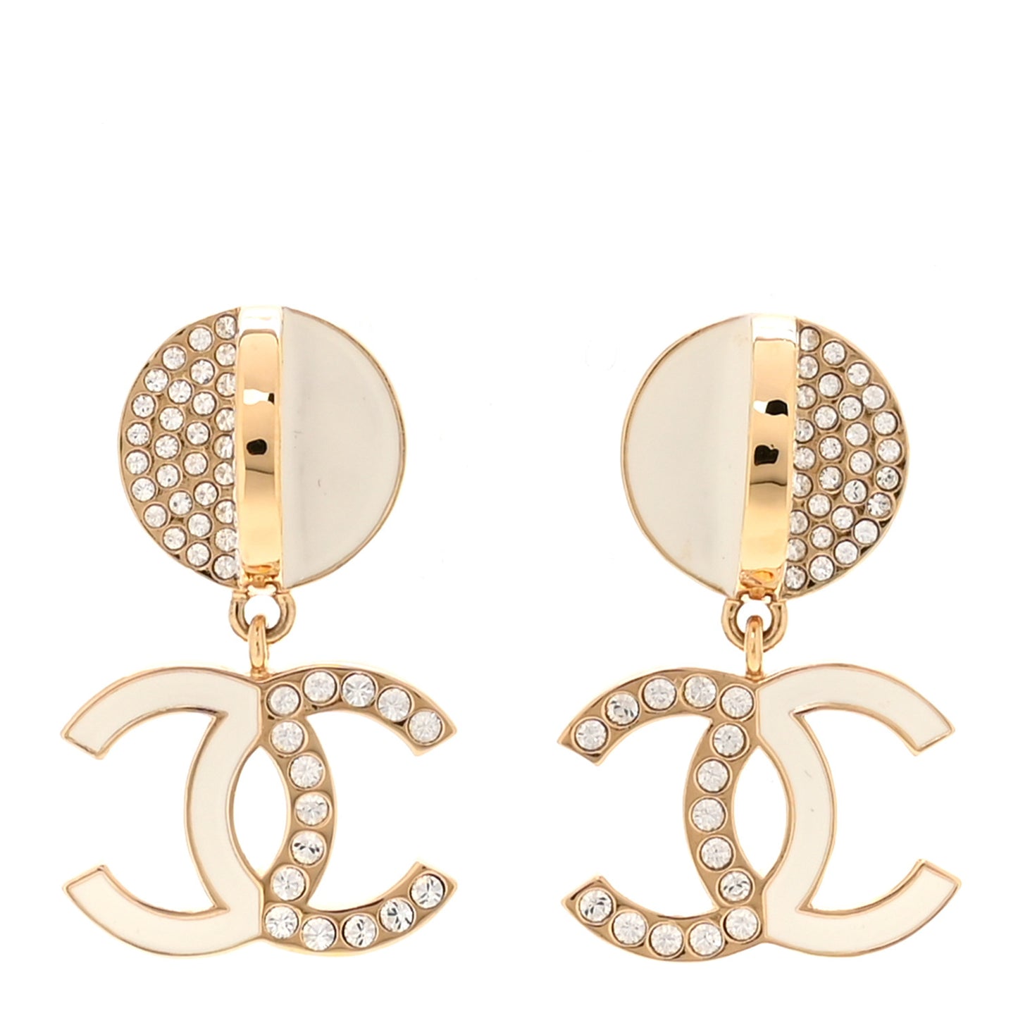 Crystal Resin CC Drop Earrings Gold White