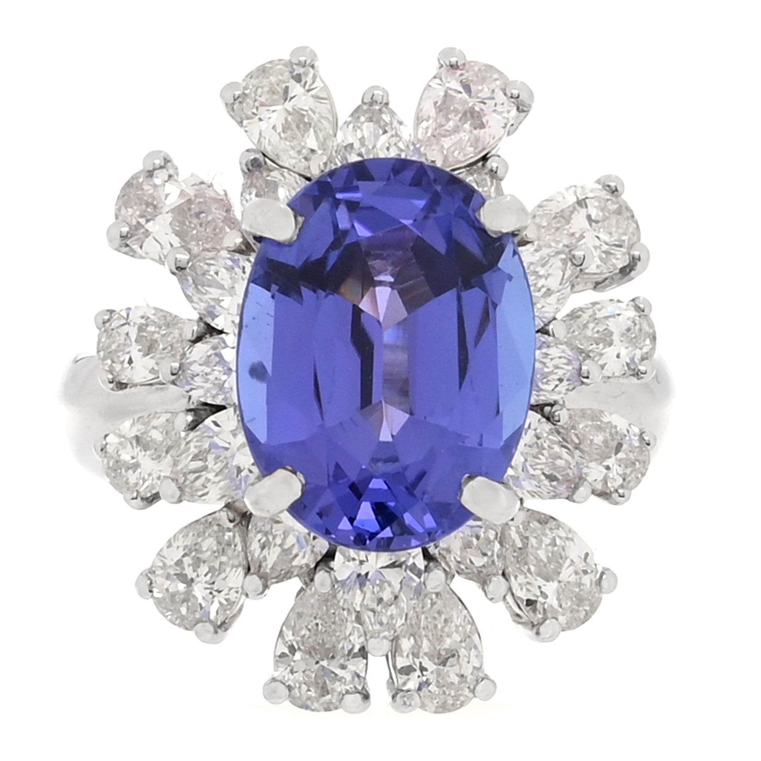 Parker & West by FASHIONPHILE 18K White Gold Diamond Tanzanite Oval Cocktail Ring 53 6.5 1 of 9