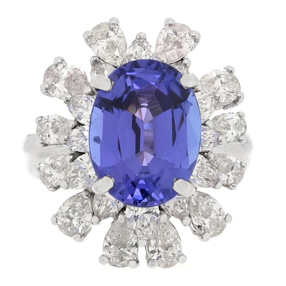 Parker & West by FASHIONPHILE 18K White Gold Diamond Tanzanite Oval Cocktail Ring 53 6.5 1 of 9