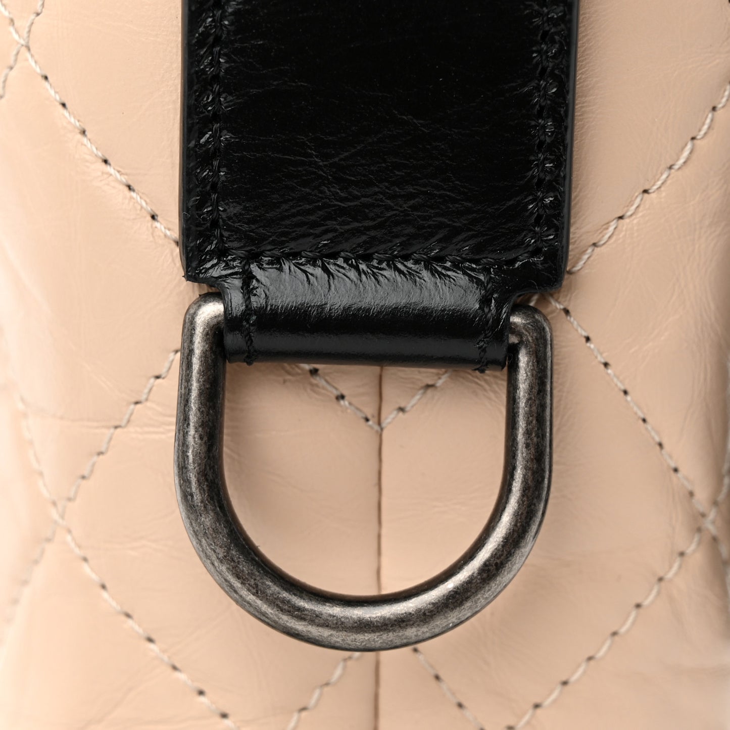 Aged Calfskin Quilted Small Gabrielle Hobo Beige Black