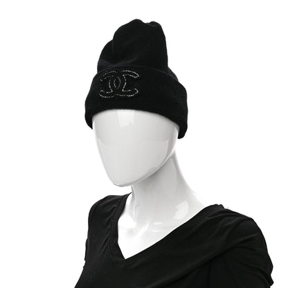 Chanel Cashmere CC Beanie Hat Black 2 of 5