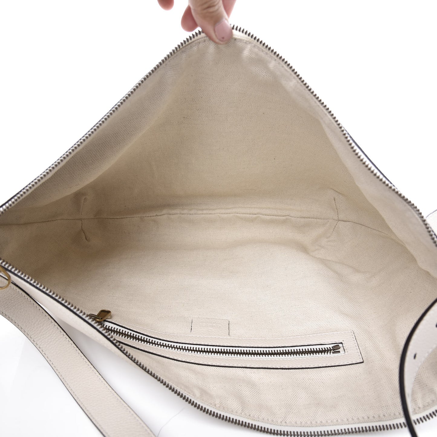 Grained Calfskin Logo Half Moon Hobo White