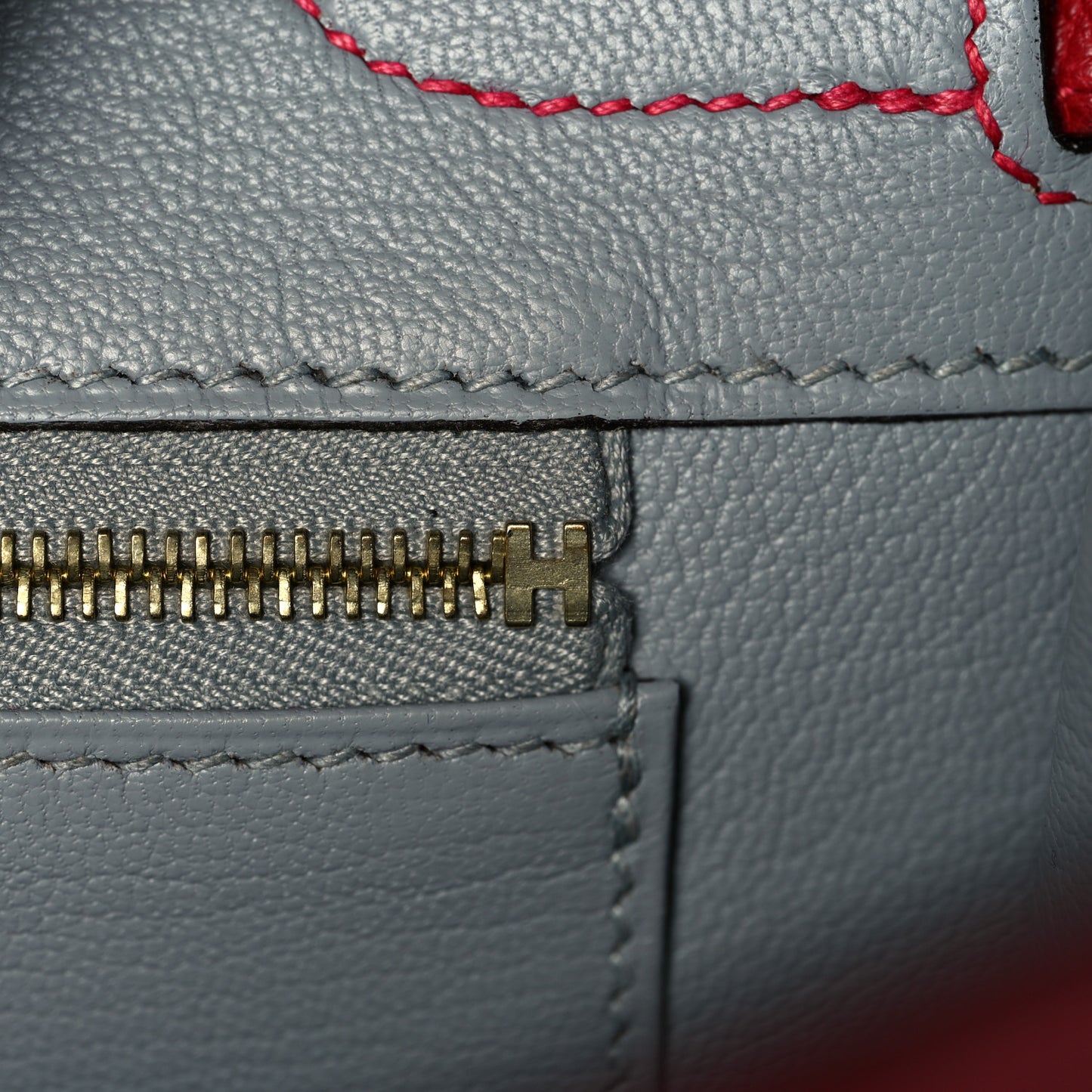 Ostrich Horseshoe Birkin 30 Rouge Vif Bleu Glacier