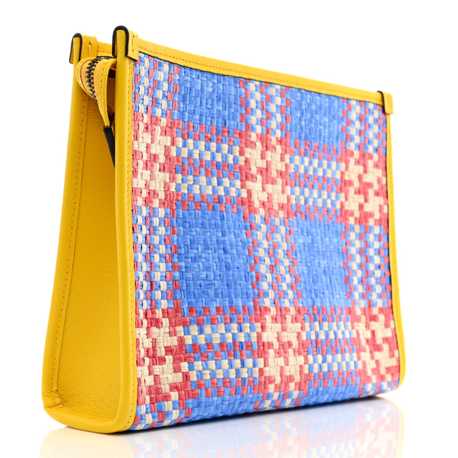 Gucci Raffia Sequins Miami Beauty Case Light Blue Red Multicolor 3 of 7