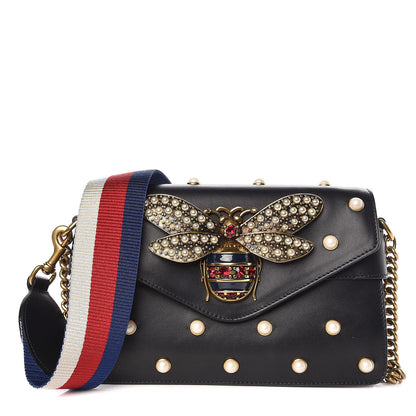 Gucci Nappa Pearl Studded Mini Queen Margaret Broadway Shoulder Bag Black 1 of 9