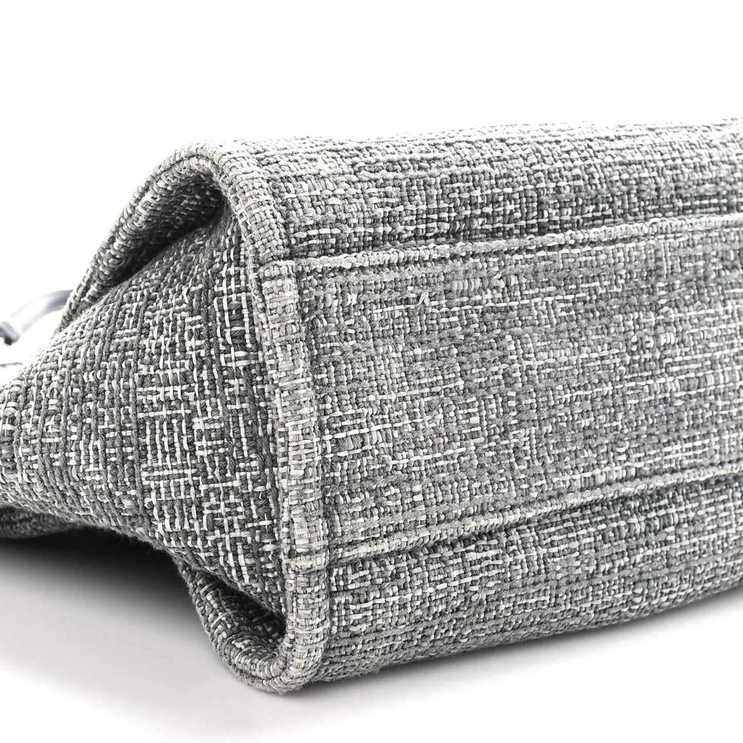 Woven Straw Raffia Small Deauville Tote Grey