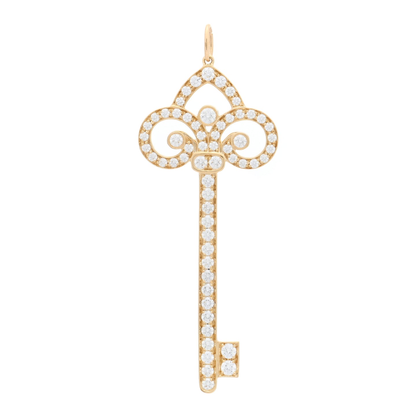 18K Yellow Gold Diamond .90ctw Fleur De Lis Key Pendant