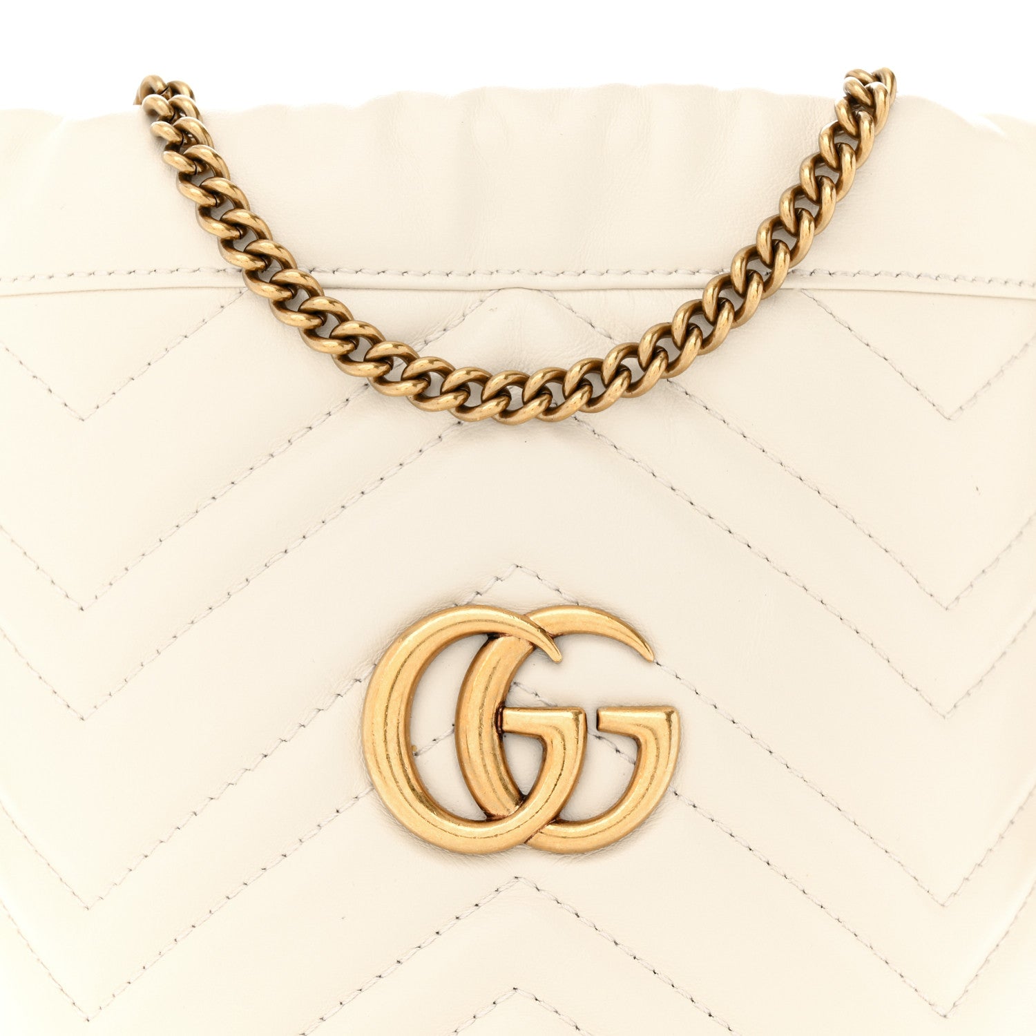 Gucci Calfskin Matelasse Mini GG Marmont 2.0 Bucket Bag White 7 of 11