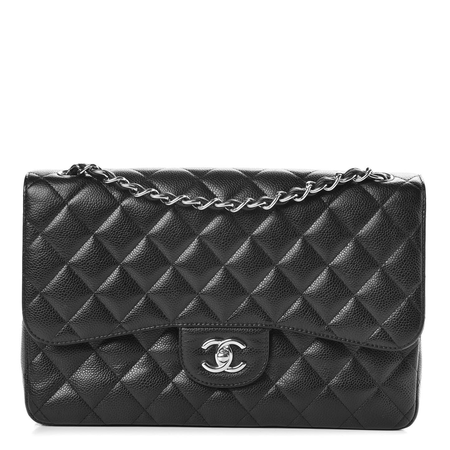Caviar Quilted Jumbo Double Flap Black