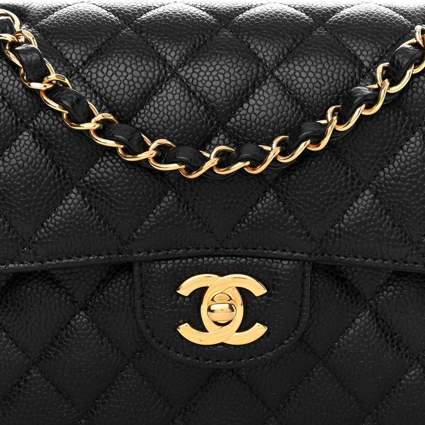 Caviar Quilted Small Double Flap Black