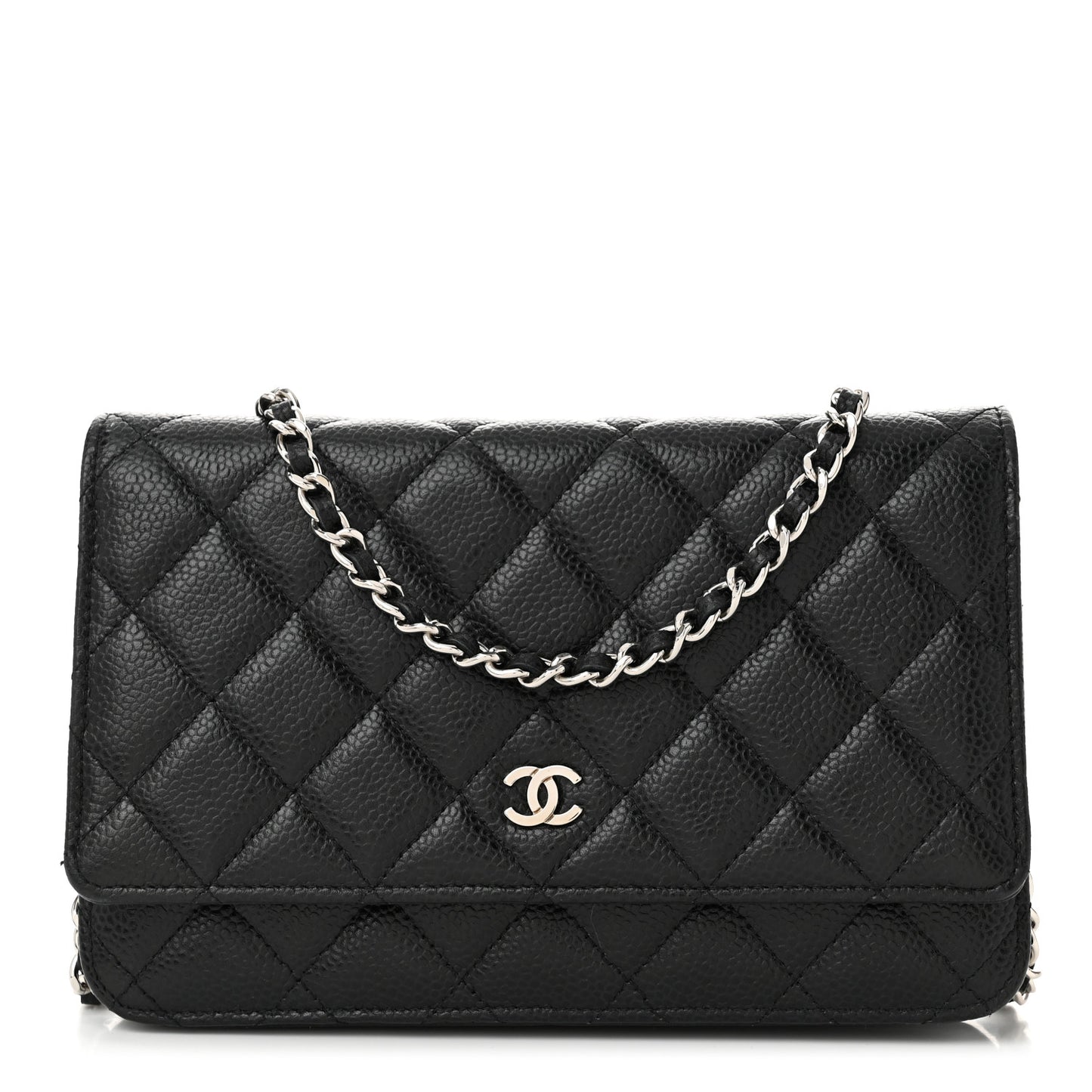 Caviar Quilted Wallet on Chain WOC Black