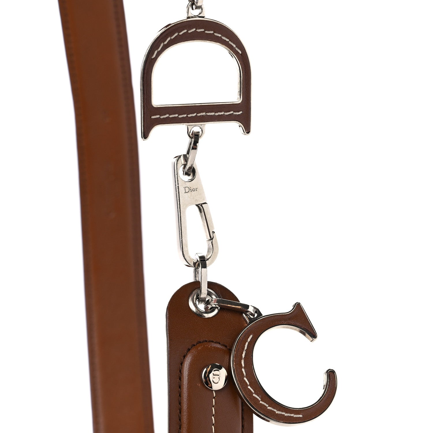 Christian Dior Calfskin Stitched CD Belt 95 38 Brown 7 of 7