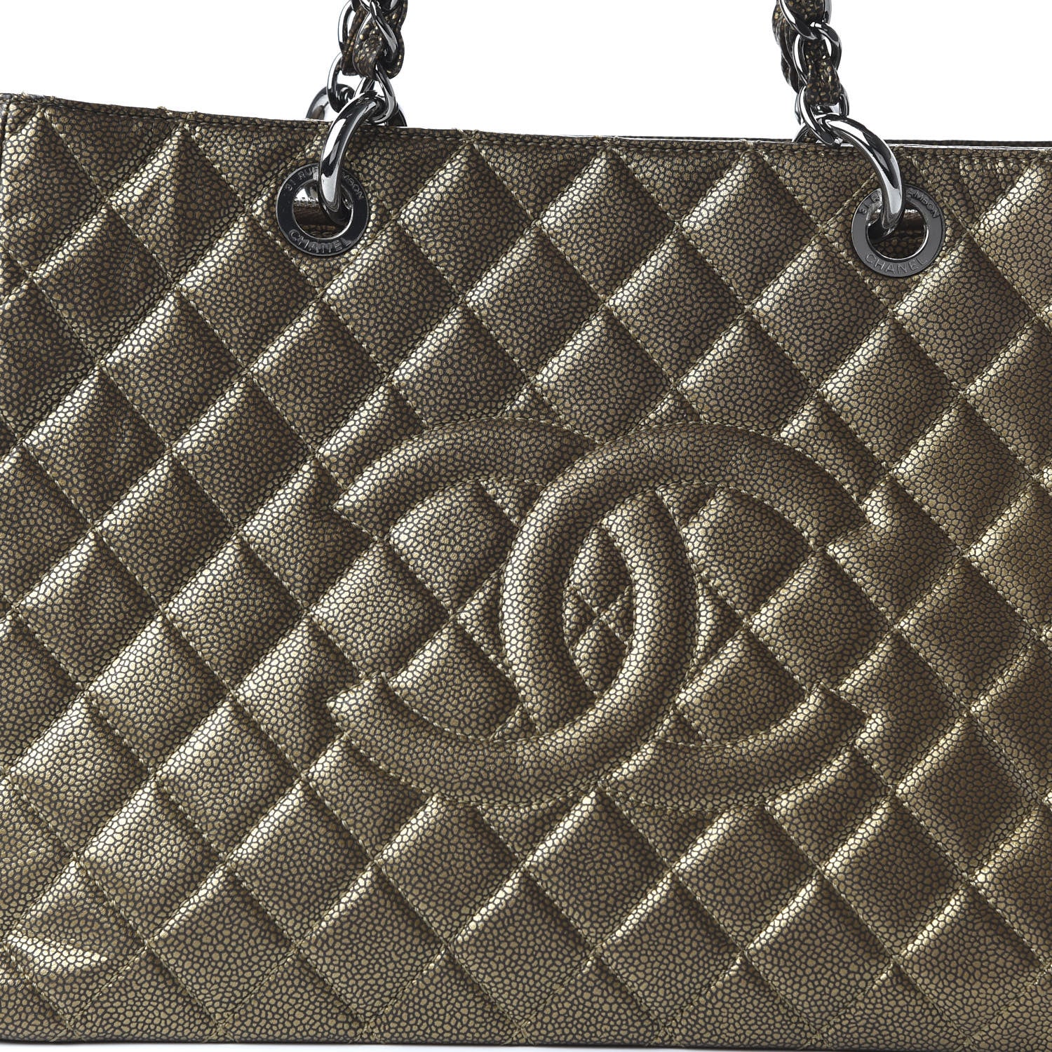 Chanel Metallic Caviar Quilted Grand Shopping Tote GST Bronze 10 of 10